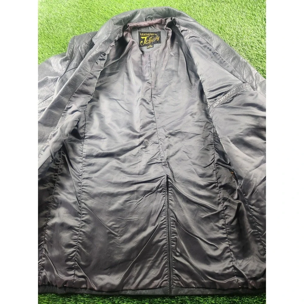 Leathers By Jeffery Sport Coat Mens 42 Tall‎ Black Leather Blazer Jacket Long